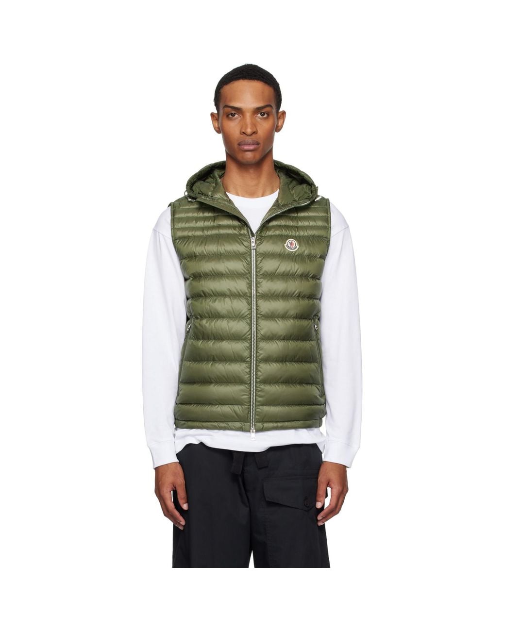 Moncler Green Khaki Orant Hooded Down Vest for men