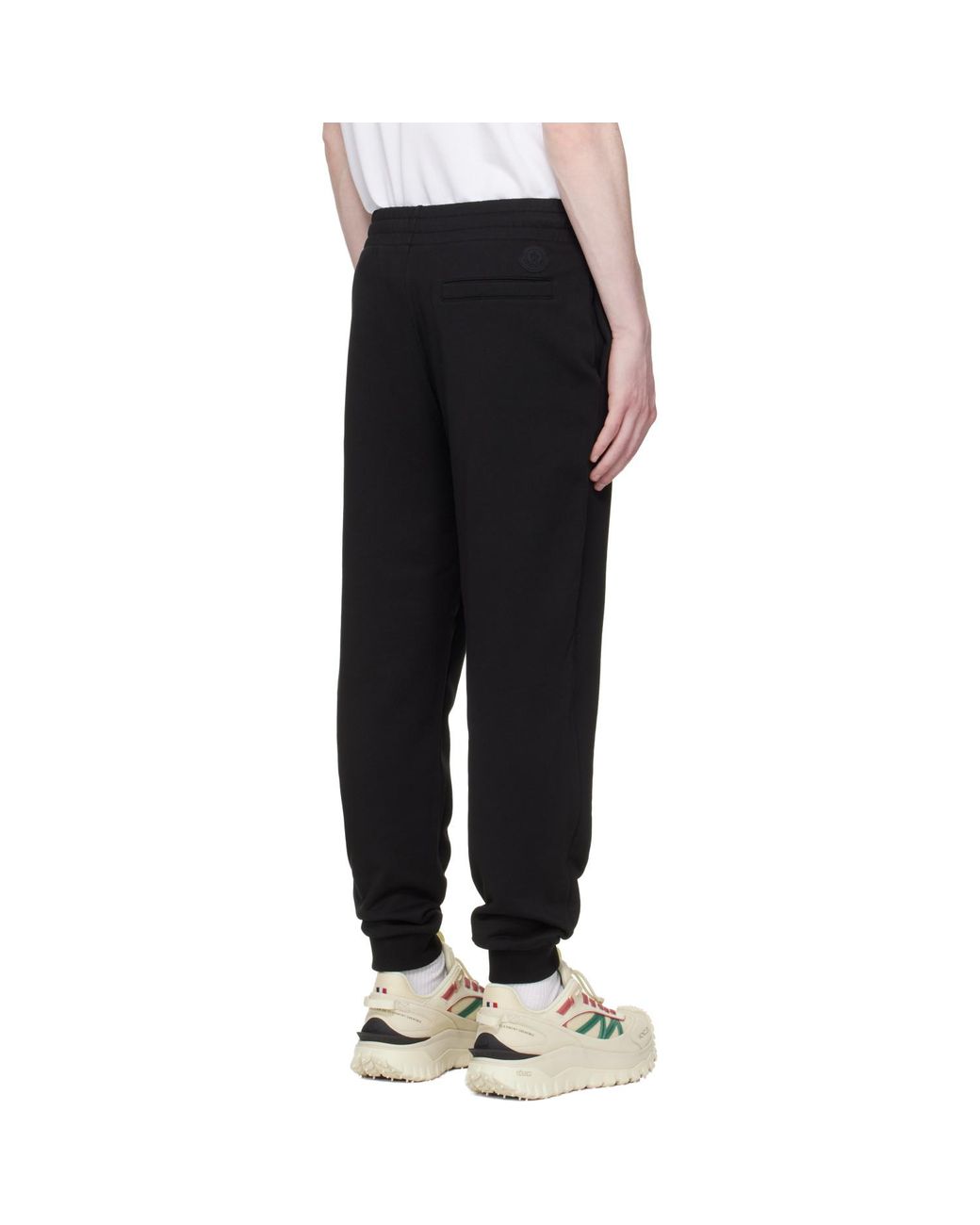 Moncler Black Logo Cotton Fleece Track Pants for men