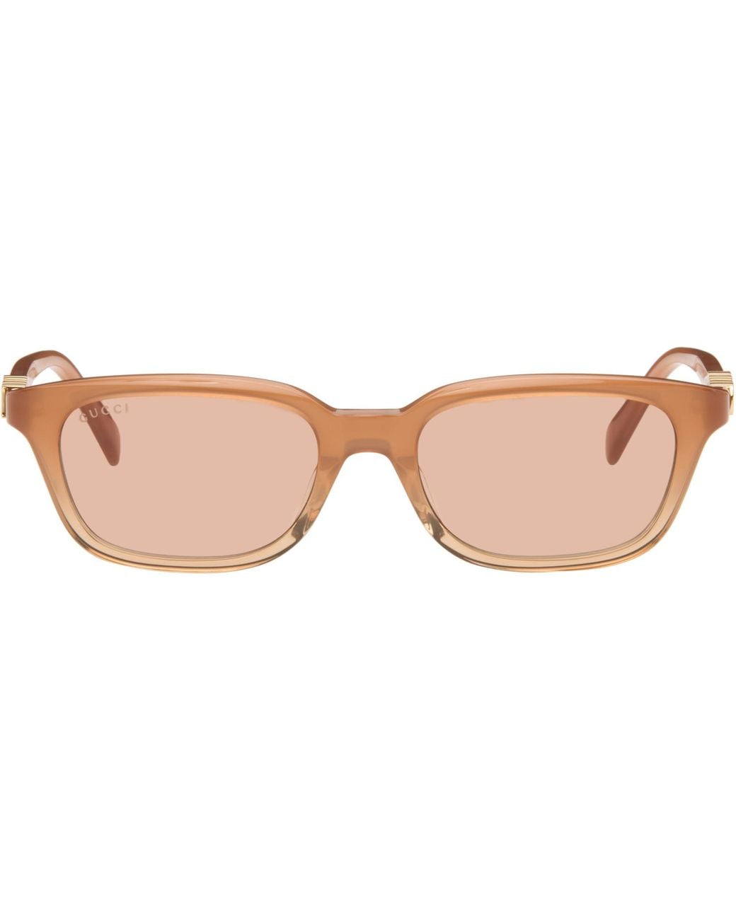 Gucci Brown Rectangular-Frame Sunglasses