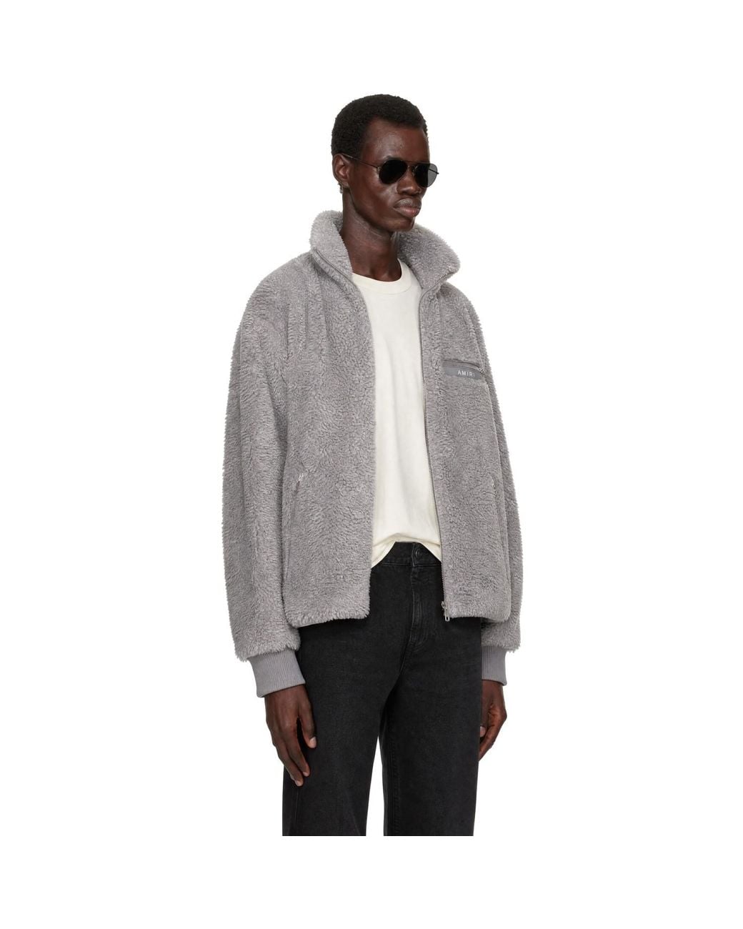 Amiri Gray Fuzzy Track Jacket for men