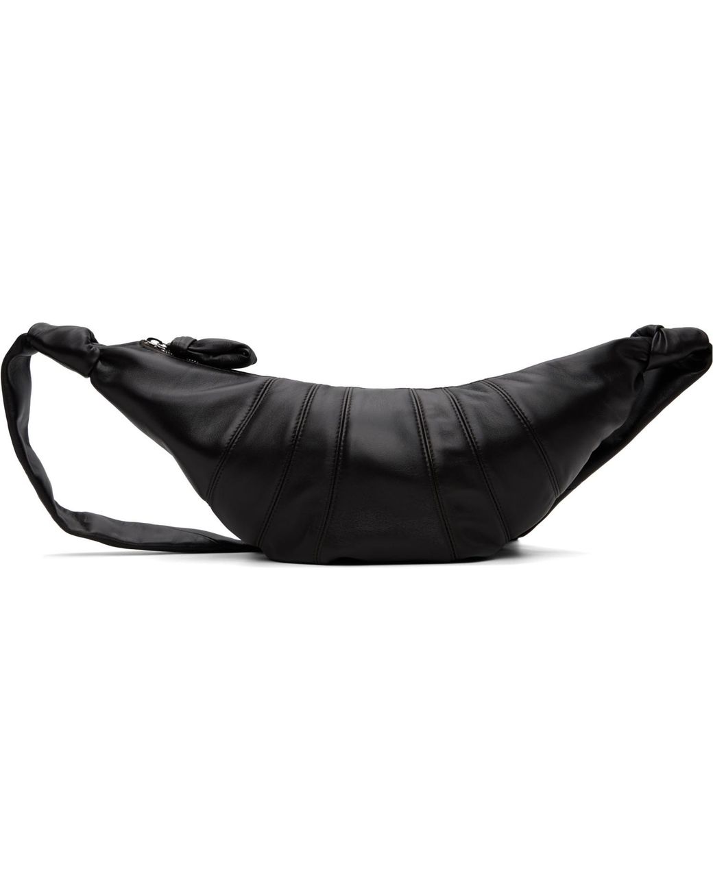 Lemaire Black Medium Croissant Leather Bag for men