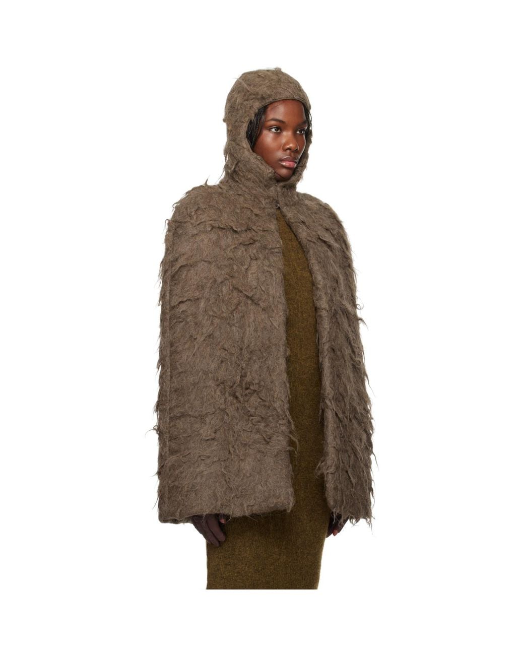 Rick Owens Brown Porterville Cape Jacket