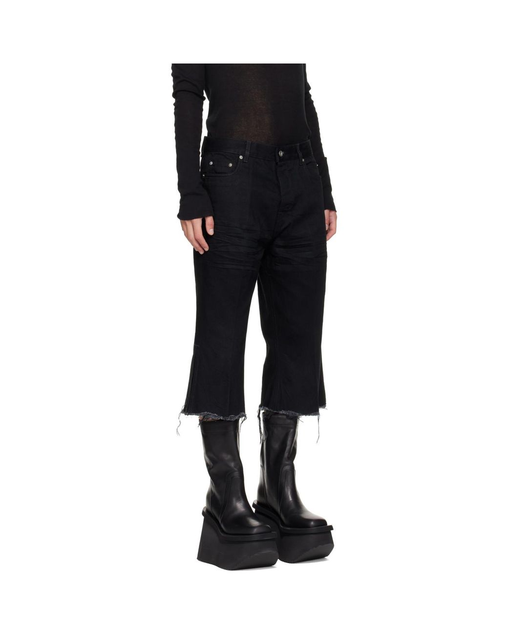 Rick Owens Black Tower Bolan Cutoff Jeans for men