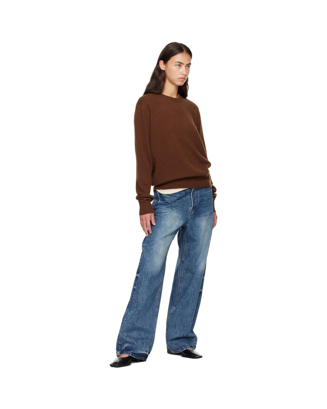 Entire studios Brown Knit Cashmere Crewneck Sweater