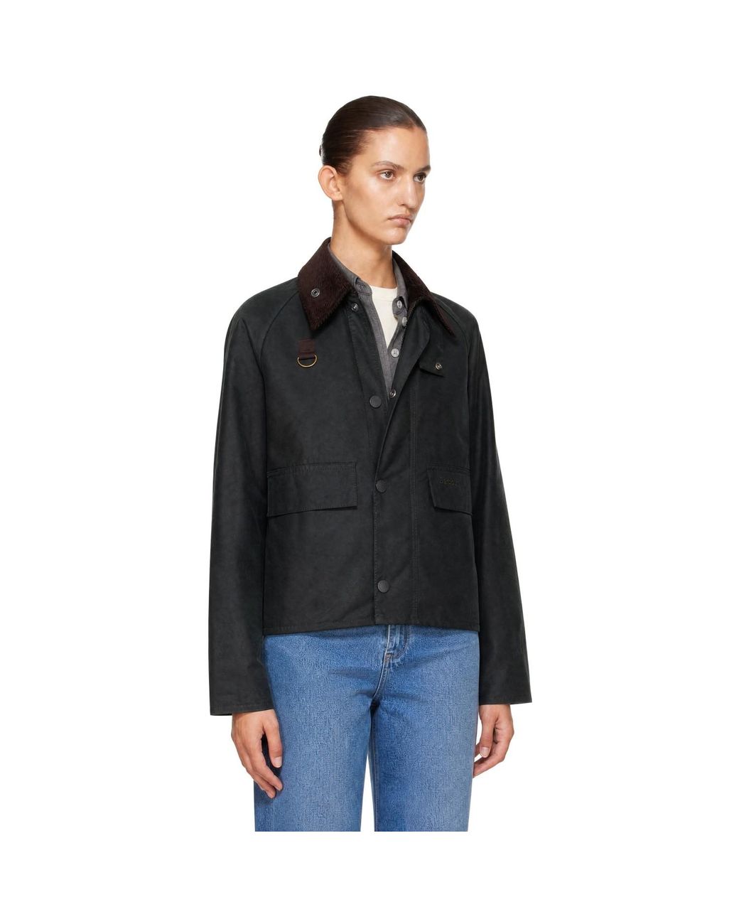Barbour Black Spey Slim Waxed Jacket
