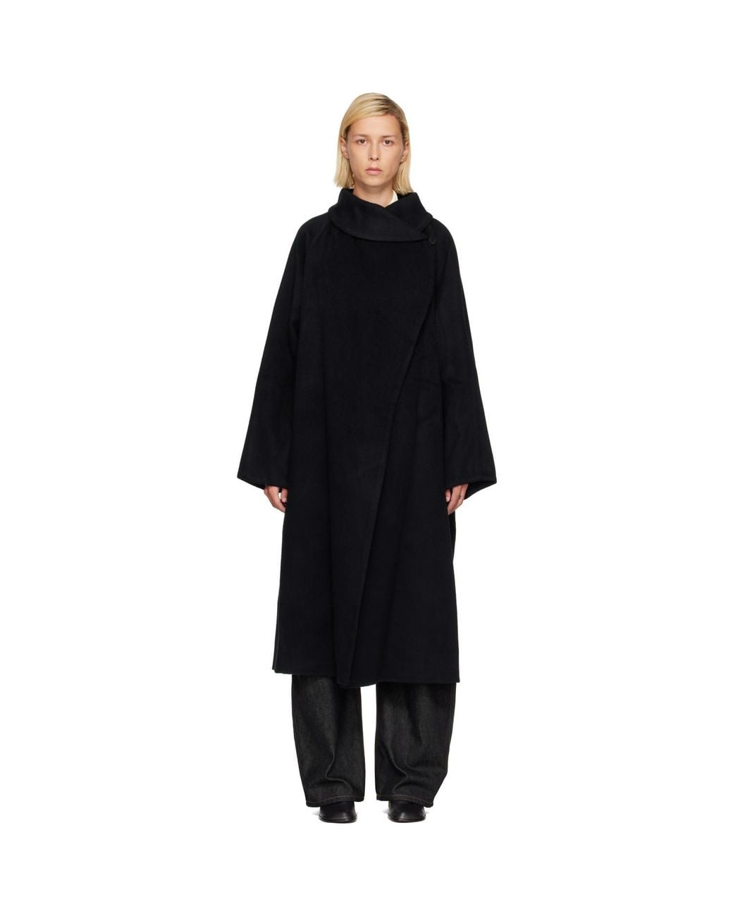 LE17SEPTEMBRE Black Stand Neck Handmade Long Coat