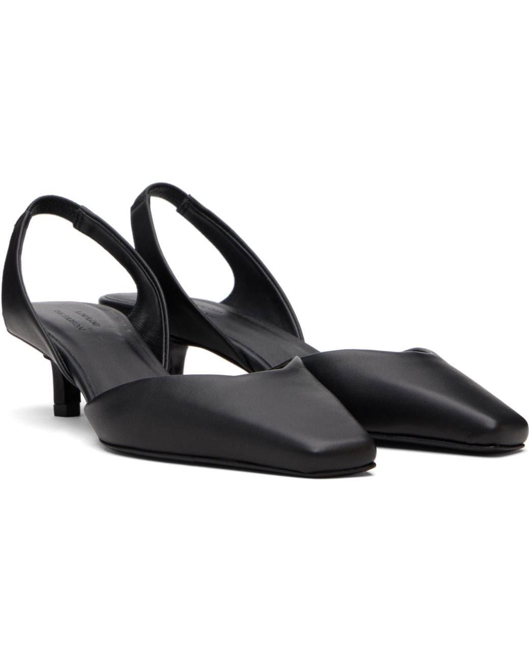 Loulou de Saison Black Akila Lds Leather Slingback Heels