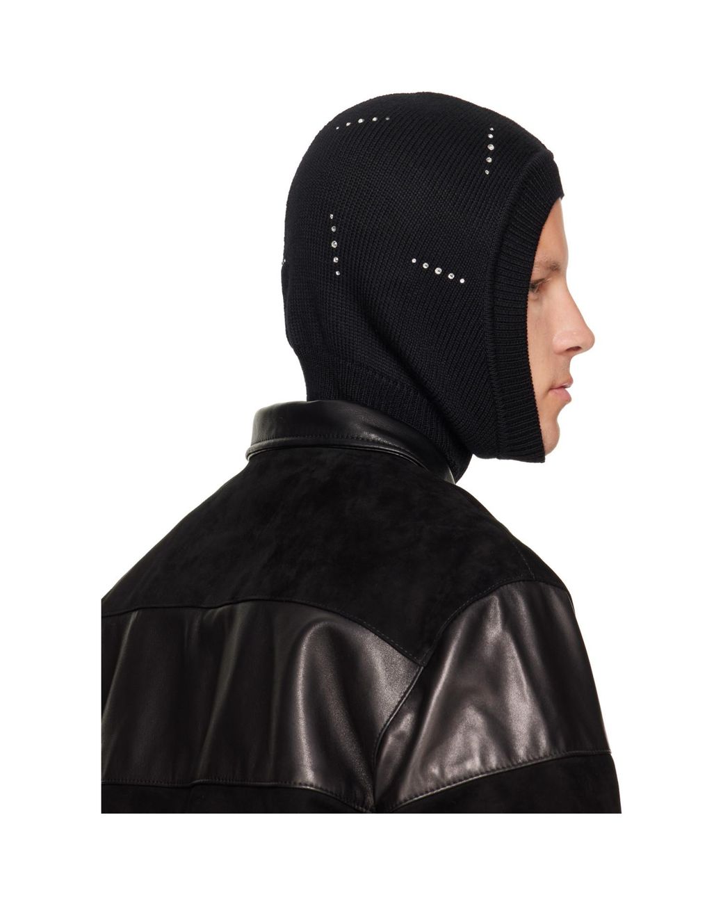 Ernest W. Baker Black Crystal Embellished Balaclava for men