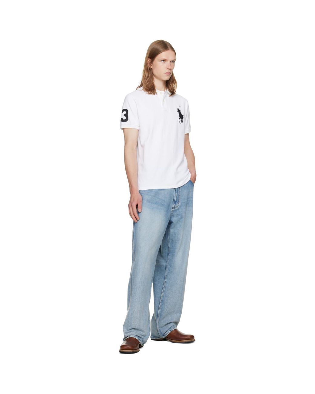 Polo Ralph Lauren White Big Pony Mesh Polo for men