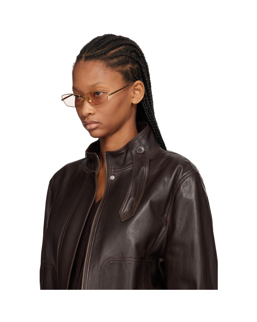 Gucci Pink Rectangular Frame Sunglasses