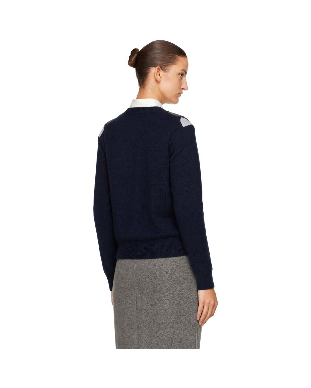 DUNST Blue Argyle Crewneck Sweater