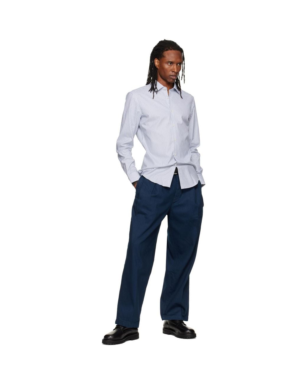 HUGO Blue Slim-Fit Oxford Cotton Shirt for men
