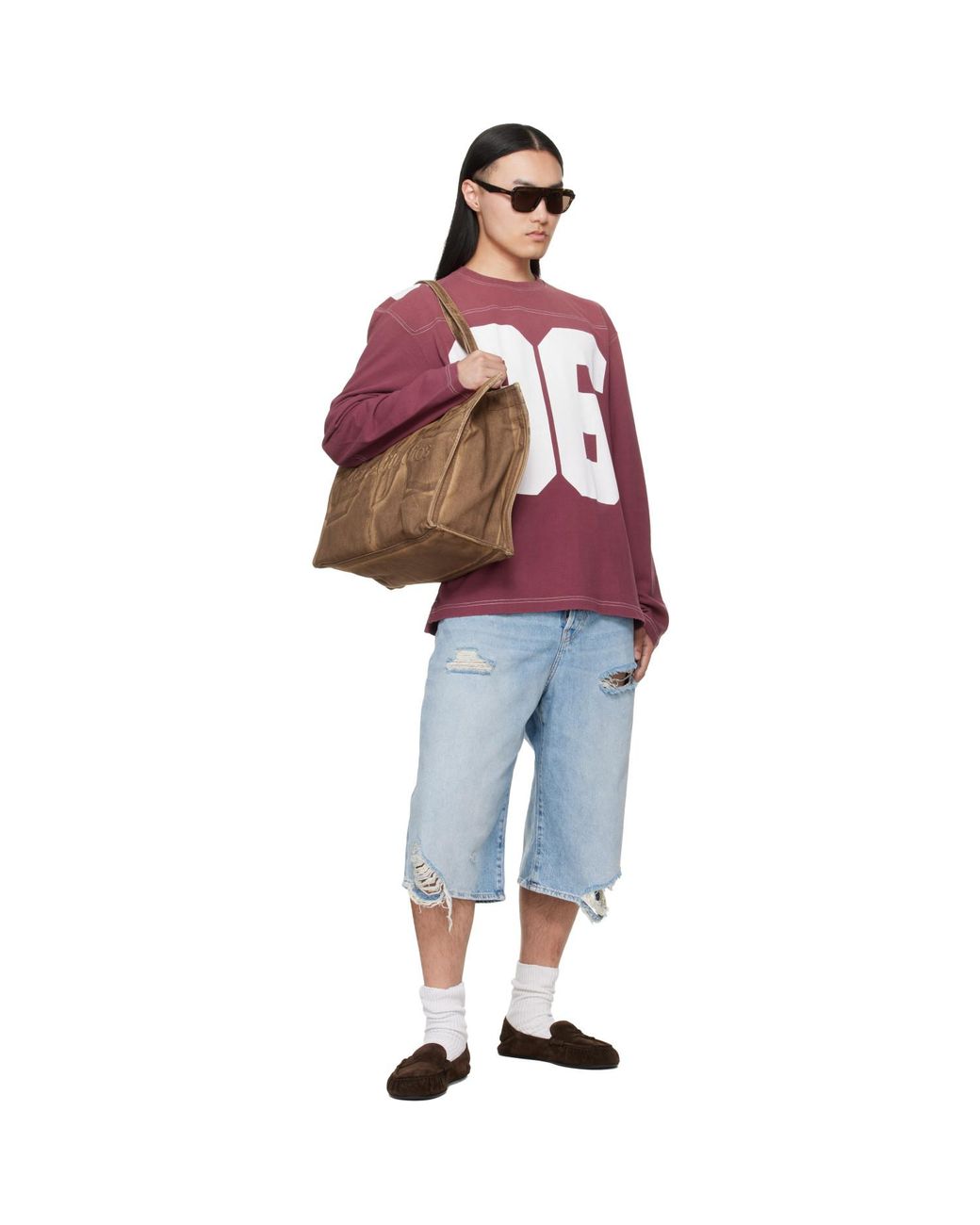 Acne Brown Tan Logo Shopper Tote for men