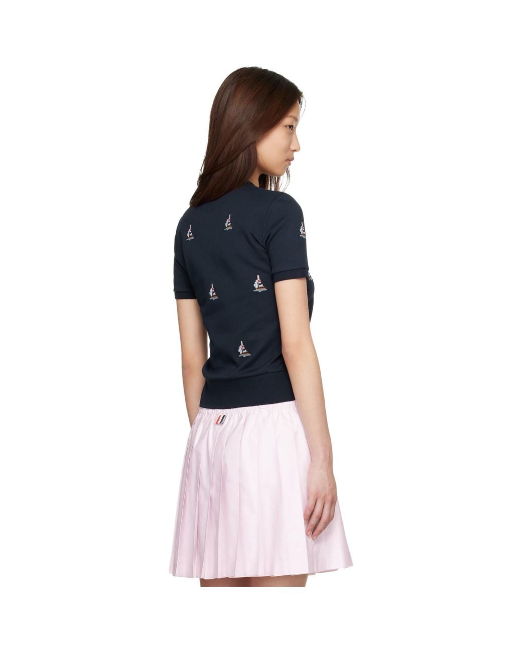 Thom Browne Blue Cotton Milano Sailboat Rib T-Shirt