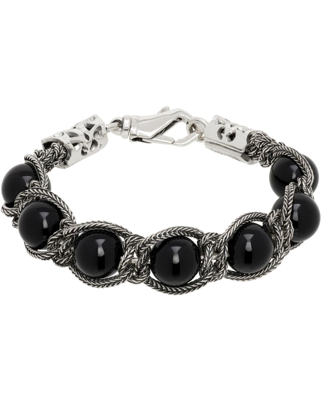 Emanuele Bicocchi Black Beads Bracelet for men