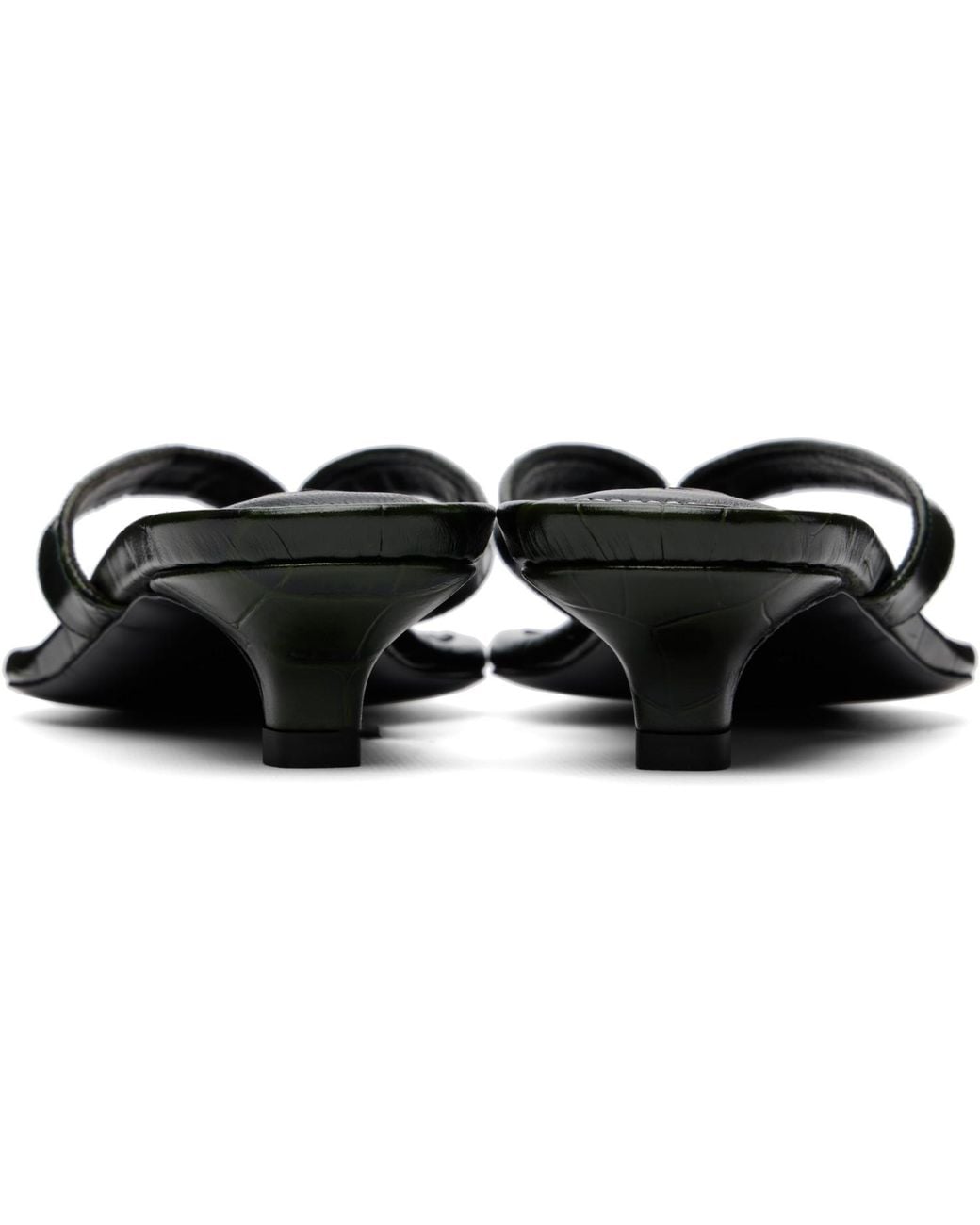 Totême Black Croco-Embossed Flip Flop Heeled Sandals