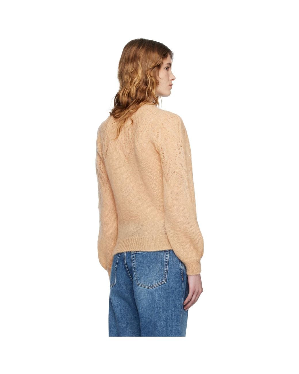 Isabel Marant Blue Tan Jenia Openwork Mohair Knit Sweater