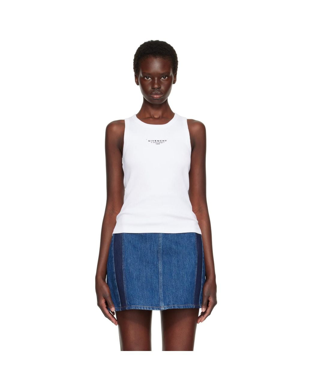 Givenchy Blue Slim Fit Stamp' Print Tank Top