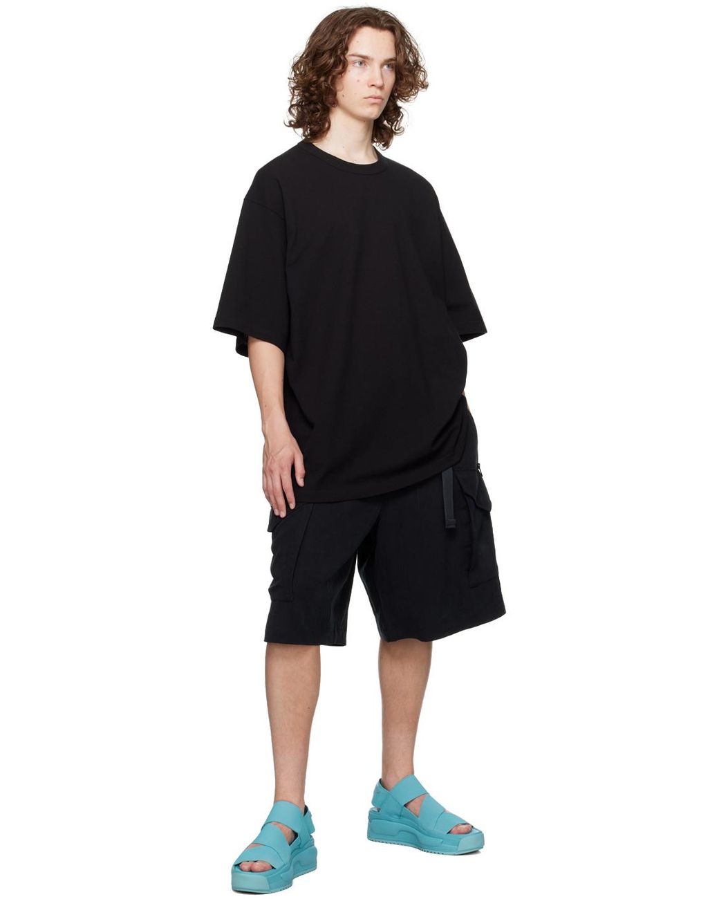 Y-3 Blue Rivalry Sandals in Black for Men | Lyst