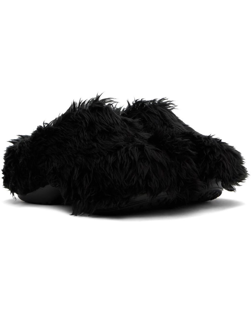 Balenciaga Black Crocs Edition Fake Fur Mules | Lyst