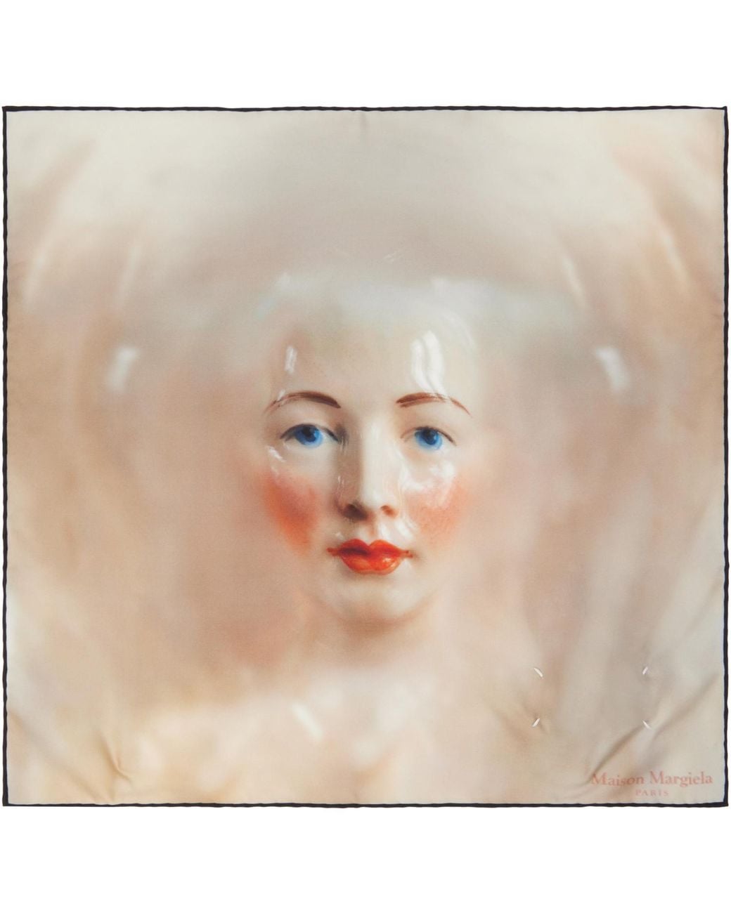 Maison Margiela Natural Porcelain Doll Print Silk Scarf