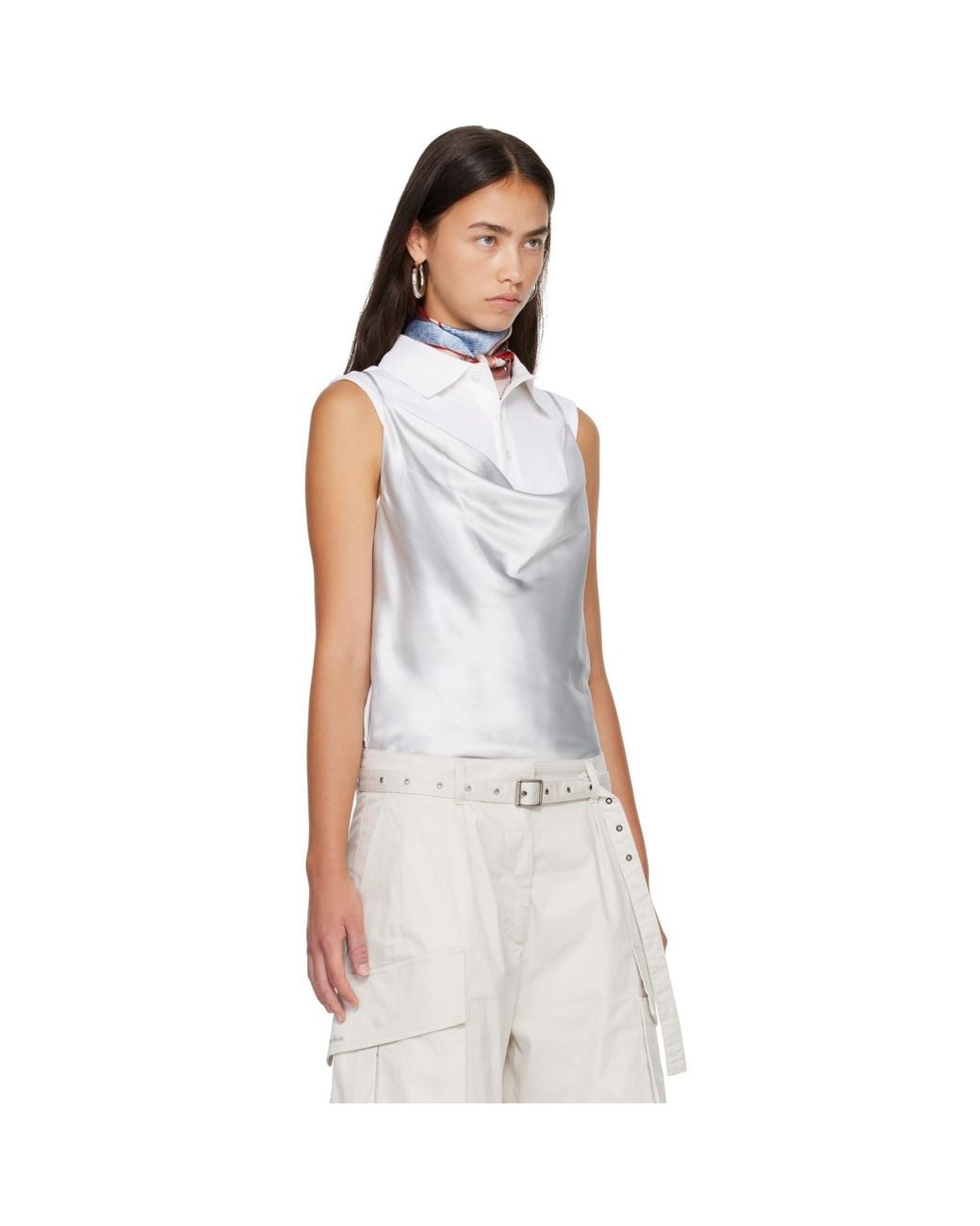 Acne Blue Shiny Satin Top