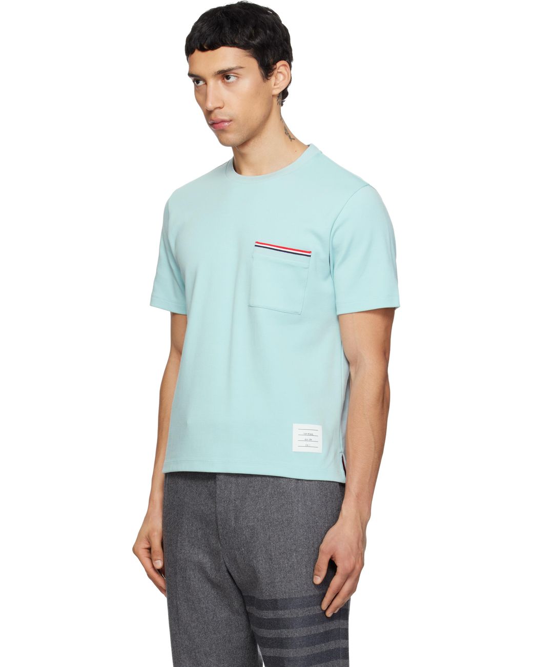 Thom Browne Blue Milano Cotton Oversized Pocket T-Shirt for men