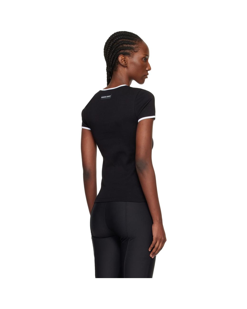 MARINE SERRE Black Moon Logo Bicolor Baby Fit T-Shirt