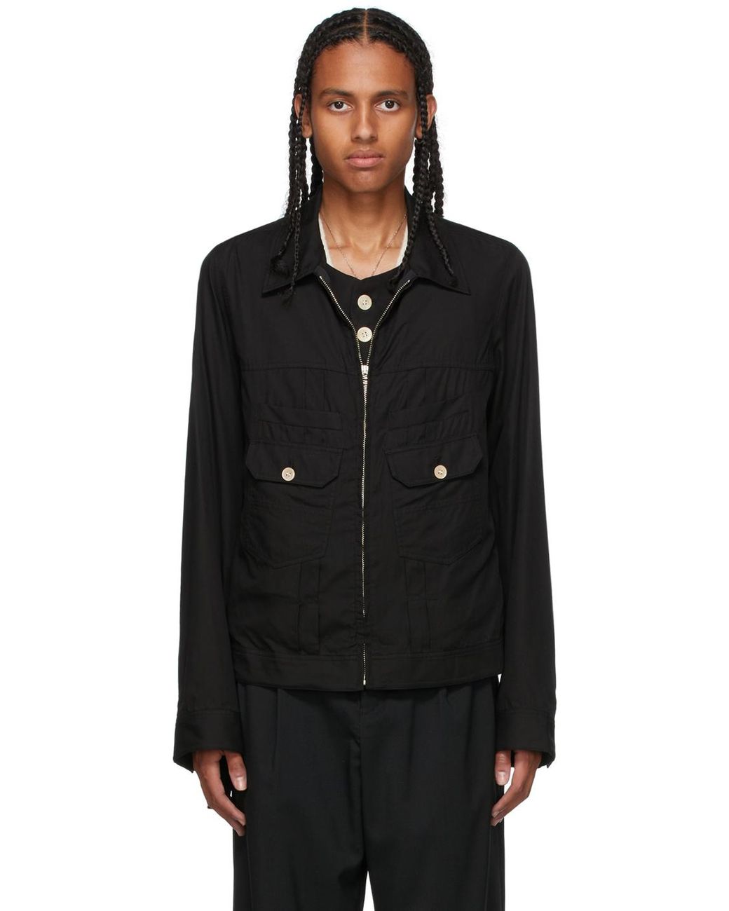 BED j.w. FORD Cotton Ensemble Zip Jacket in Black for Men | Lyst