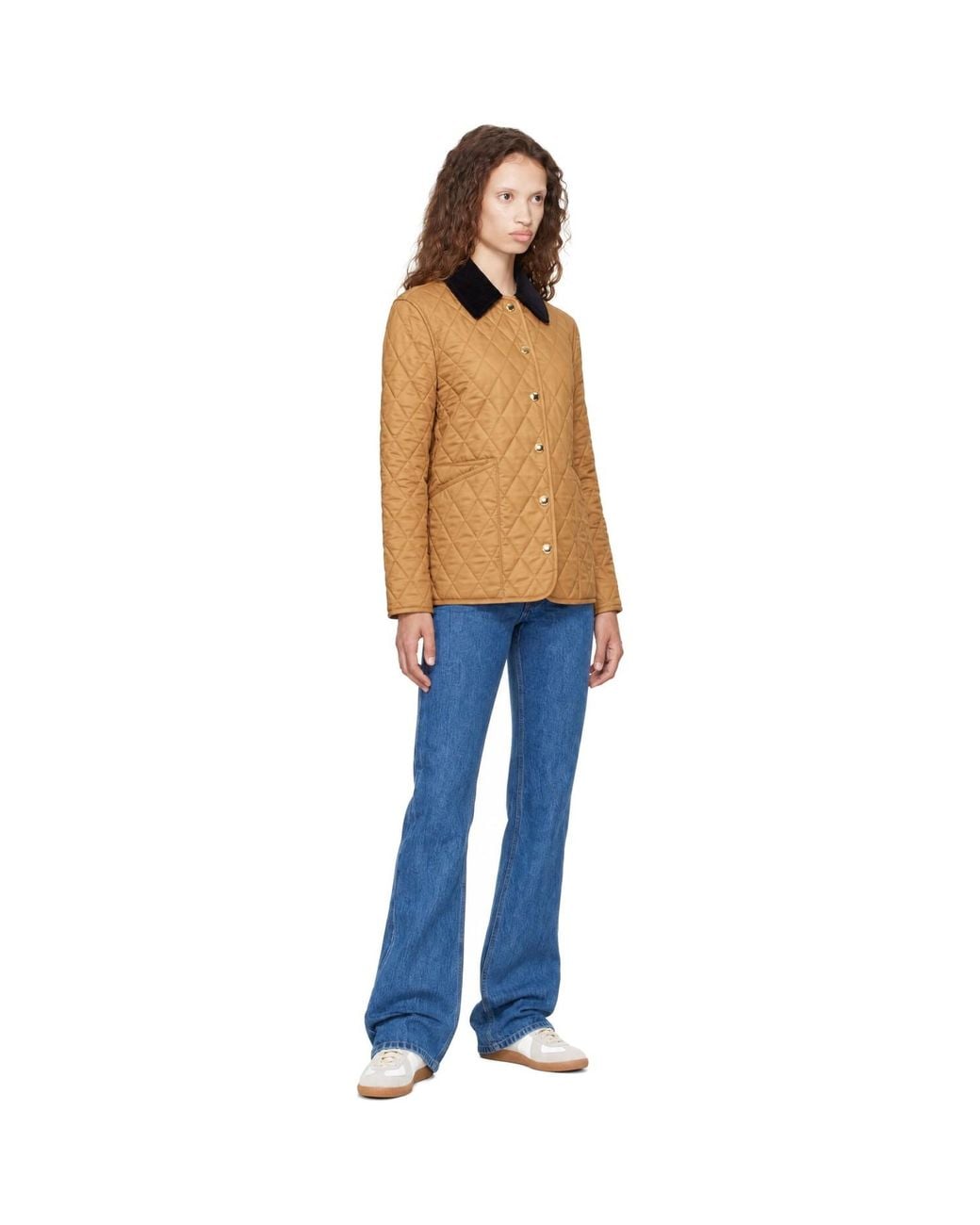 Burberry Orange Tan Dranefeld Quilted Twill Jacket
