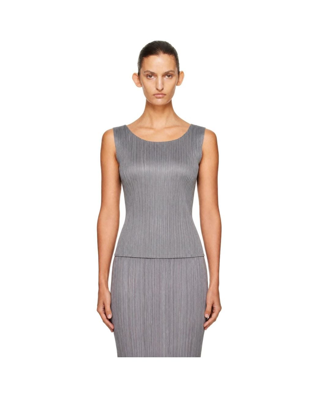 Pleats Please Issey Miyake Gray Basics Top