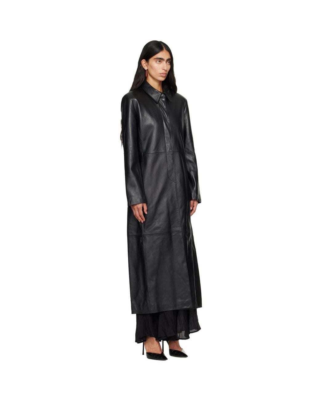 Nour Hammour Black Gotham 90S Leather Coat