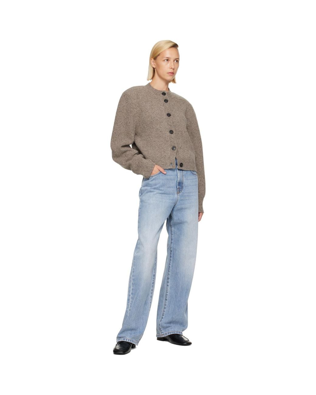 Rohe Brown Taupe Statement Mouliné Cardigan