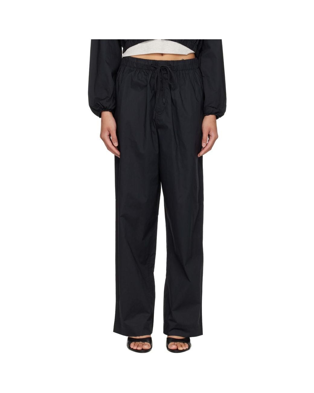 Skims Black Woven Cotton Oversized Straight Leg Trousers