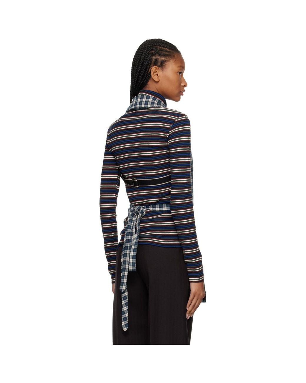 Dries Van Noten Black Off- & Backless Cotton Flannel Top