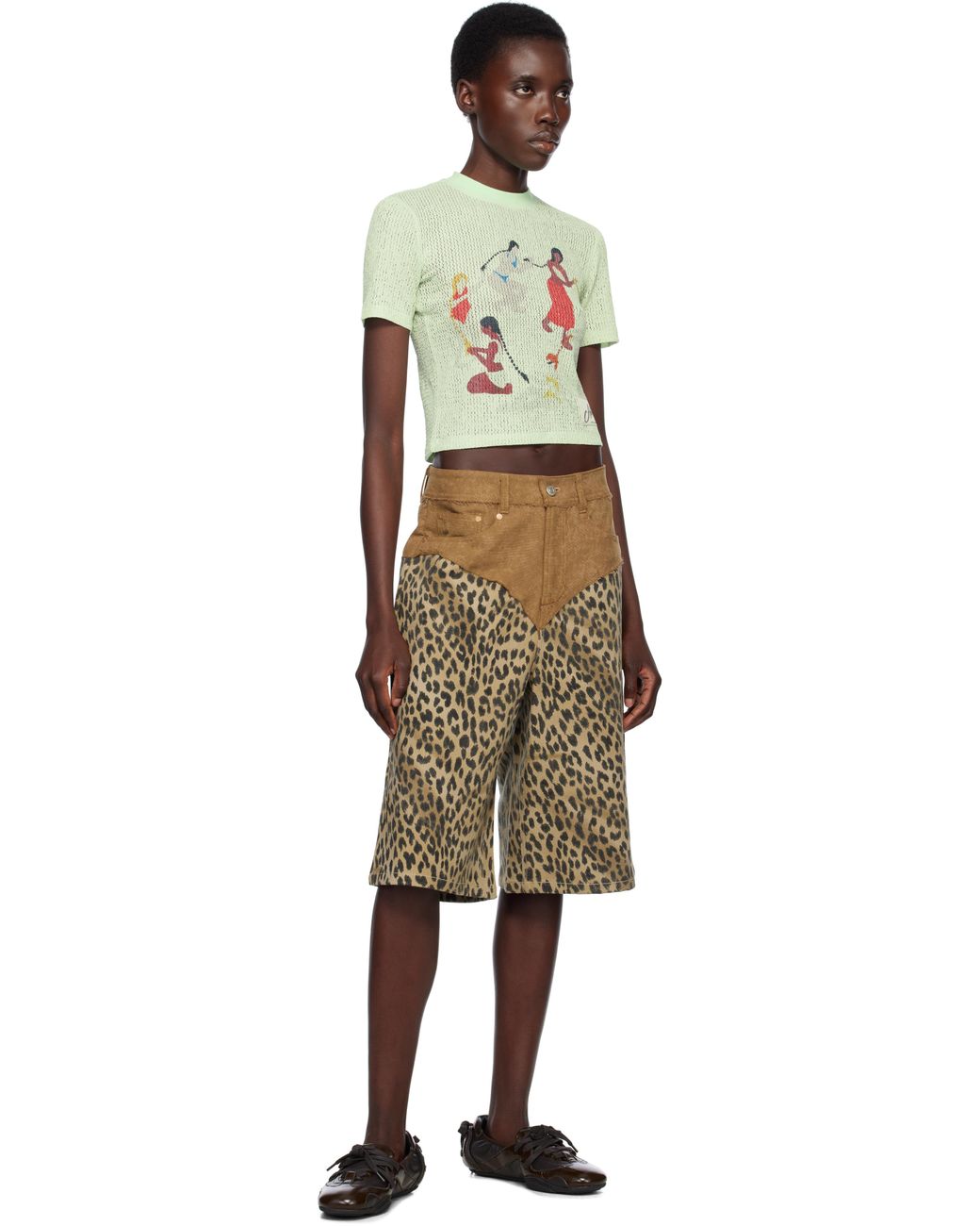 ANDERSSON BELL Oxford Combo Leopard Shorts in Natural | Lyst