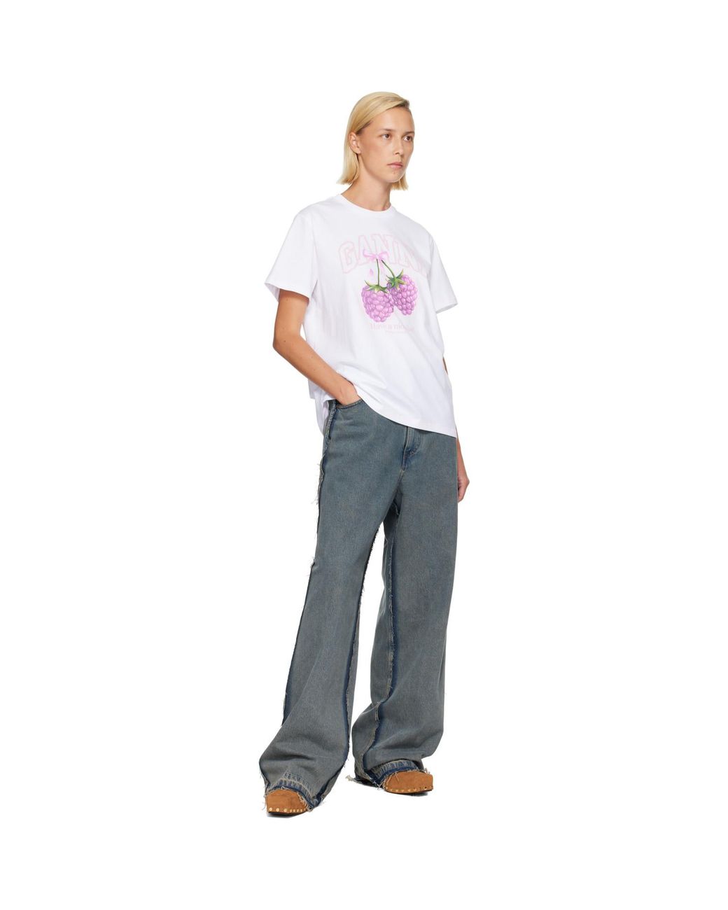 Ganni White Raspberry T-Shirt