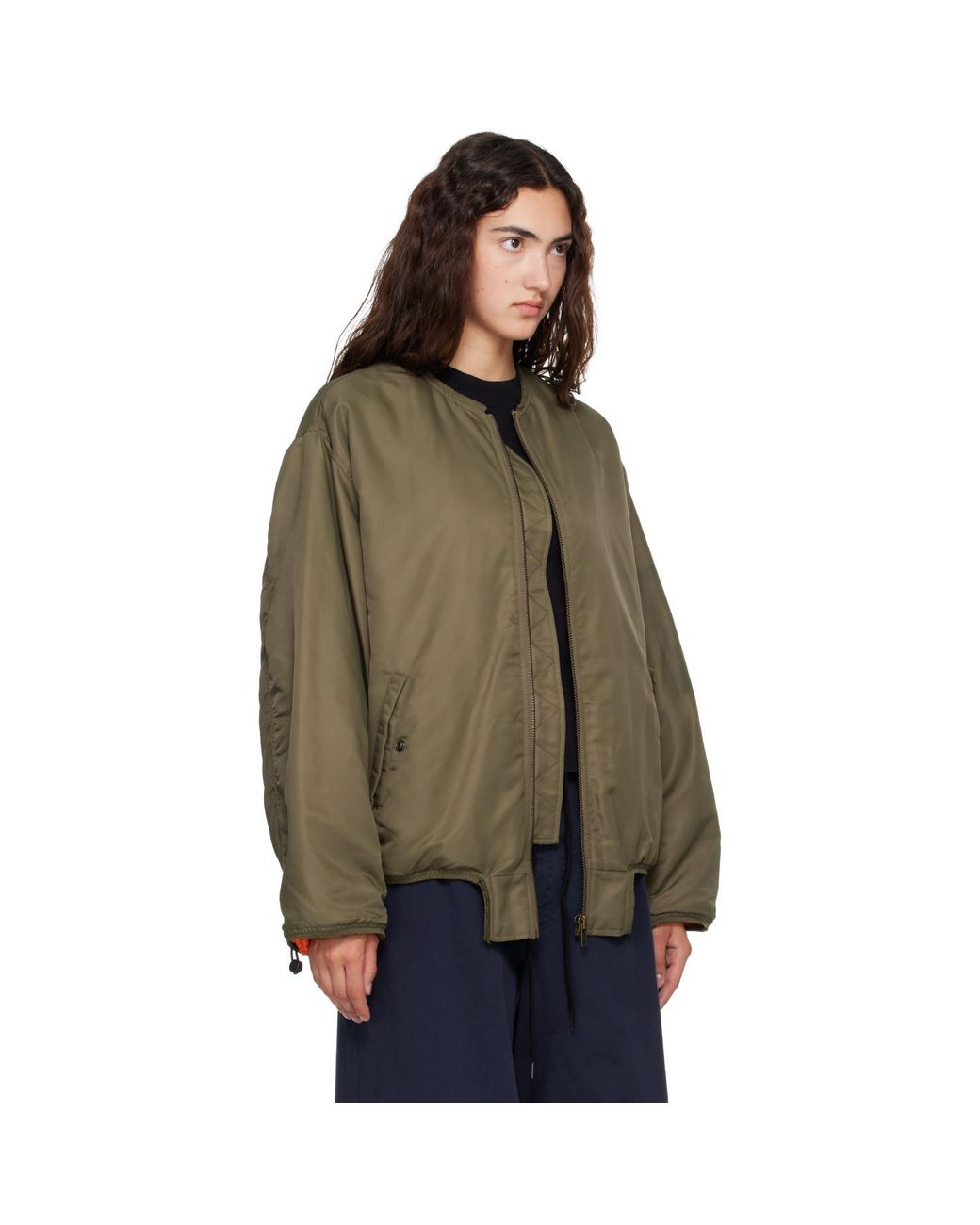 MM6 by Maison Margiela Brown Khaki Contrast Lining Nylon Bomber Jacket