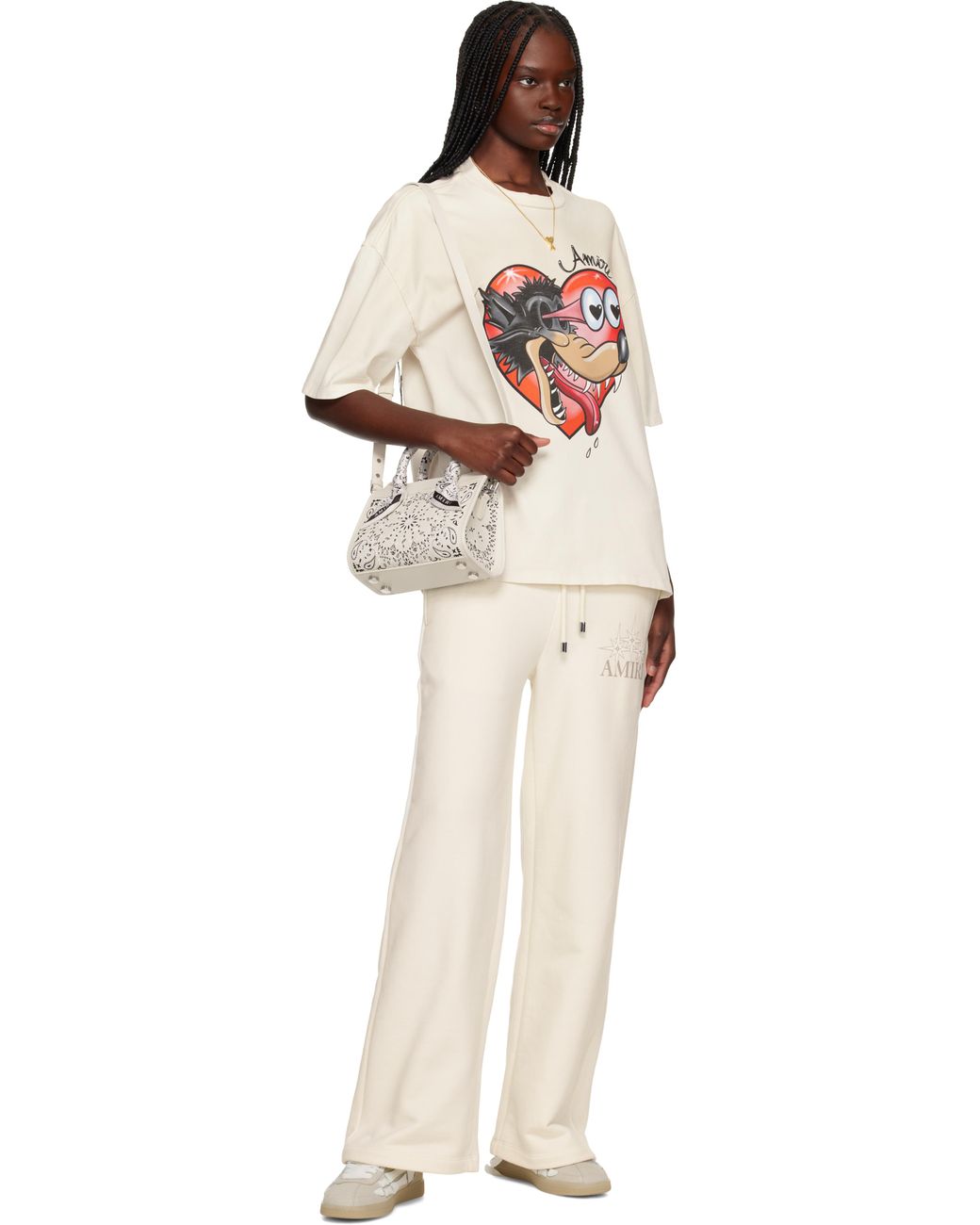 人気！AMIRI オフホワイト マイクロ Bandana Triangle バッグ Amiri オフホワイト マイクロ Bandana Triangle バッグ ホワイト