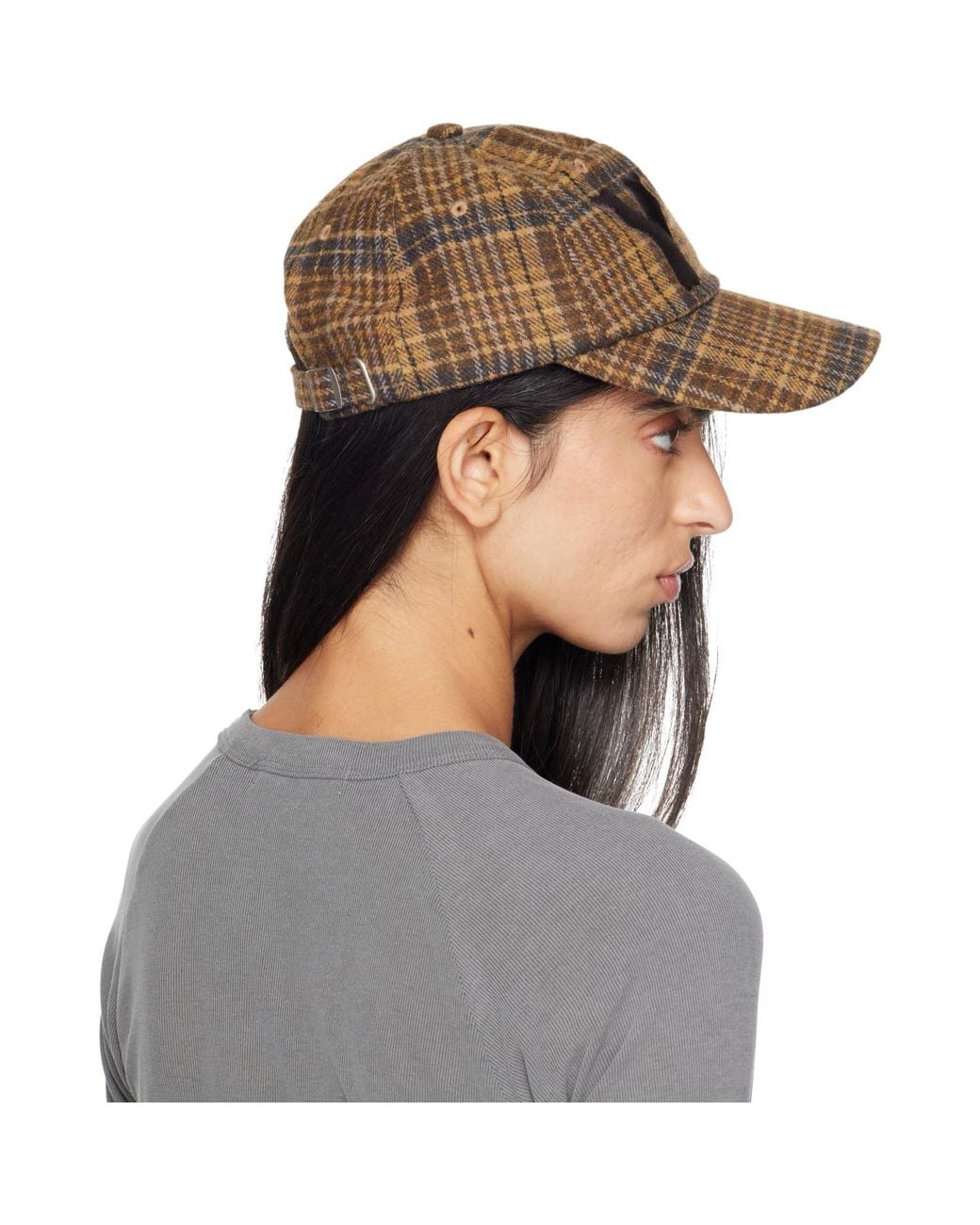 OPEN YY Gray 'Yy' Checkered Heart Bone Ball Cap