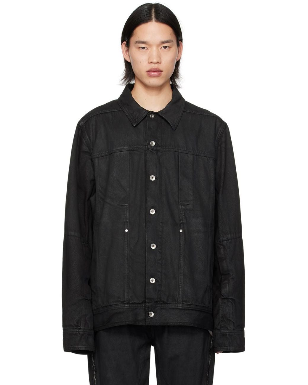 Rick Owens Lido Worker Denim Jacket in Black for Men | Lyst