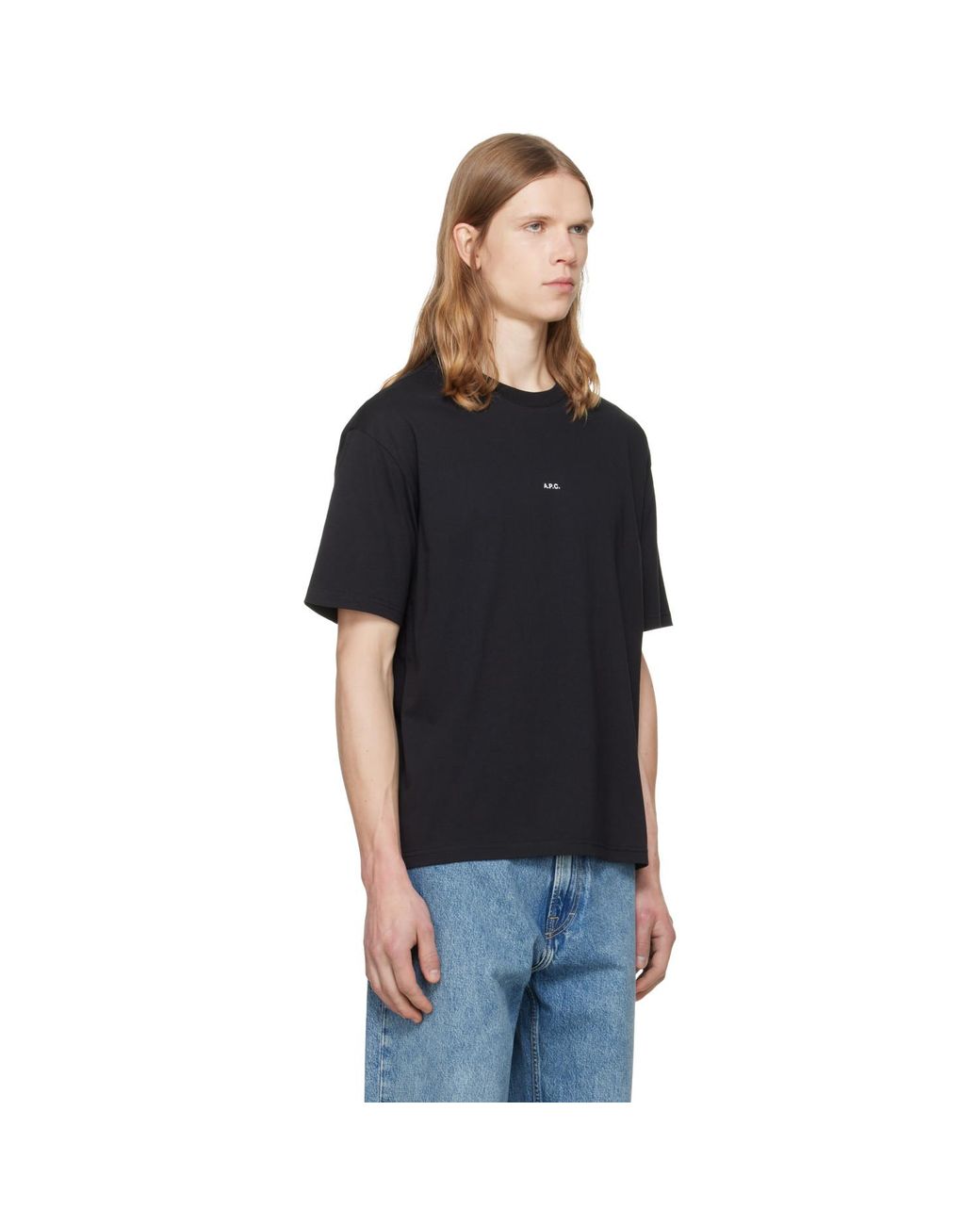 A.P.C. Black Boxy Micro Logo T-Shirt for men