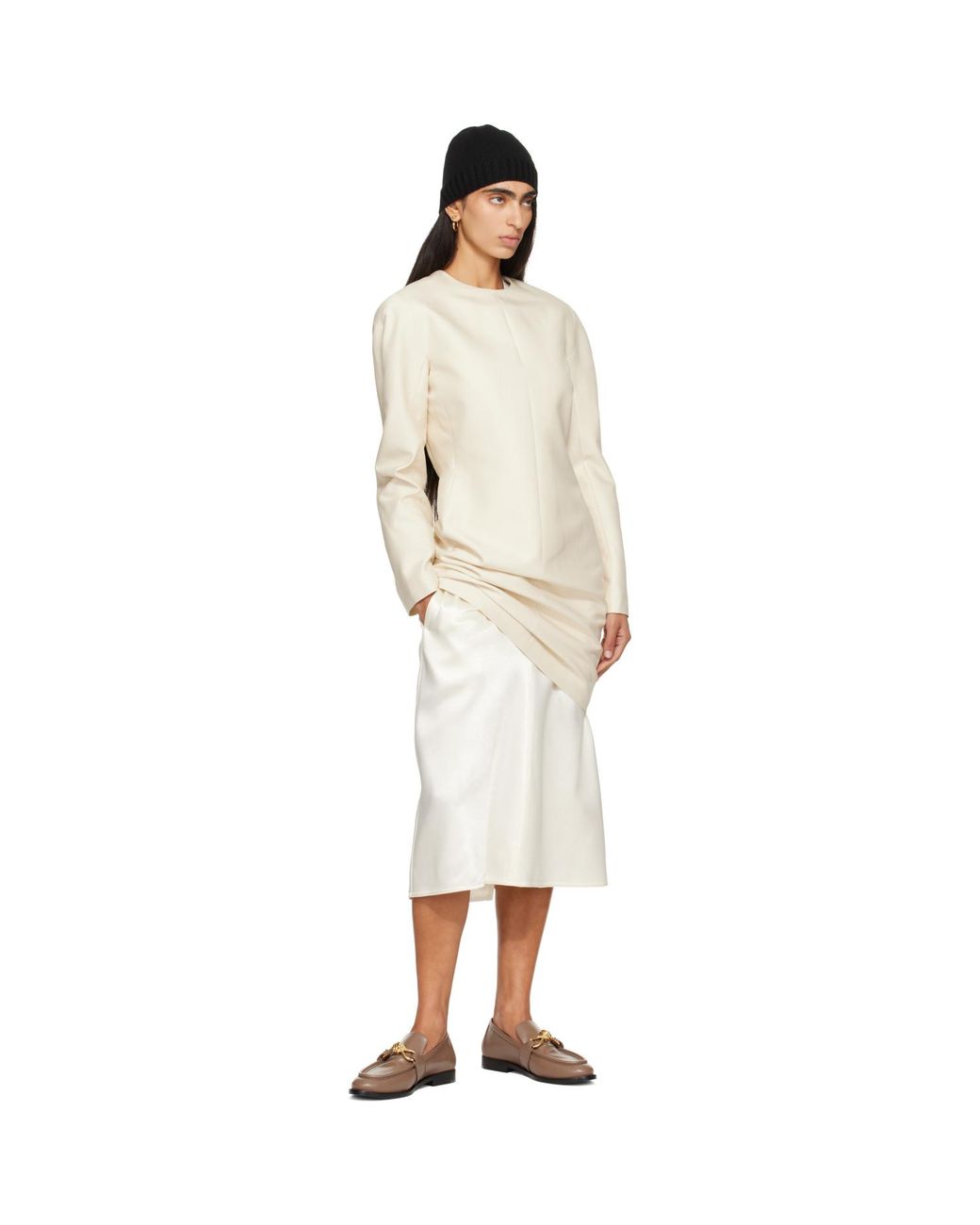 Bottega Veneta White Off- Cotton & Silk Toile Minidress