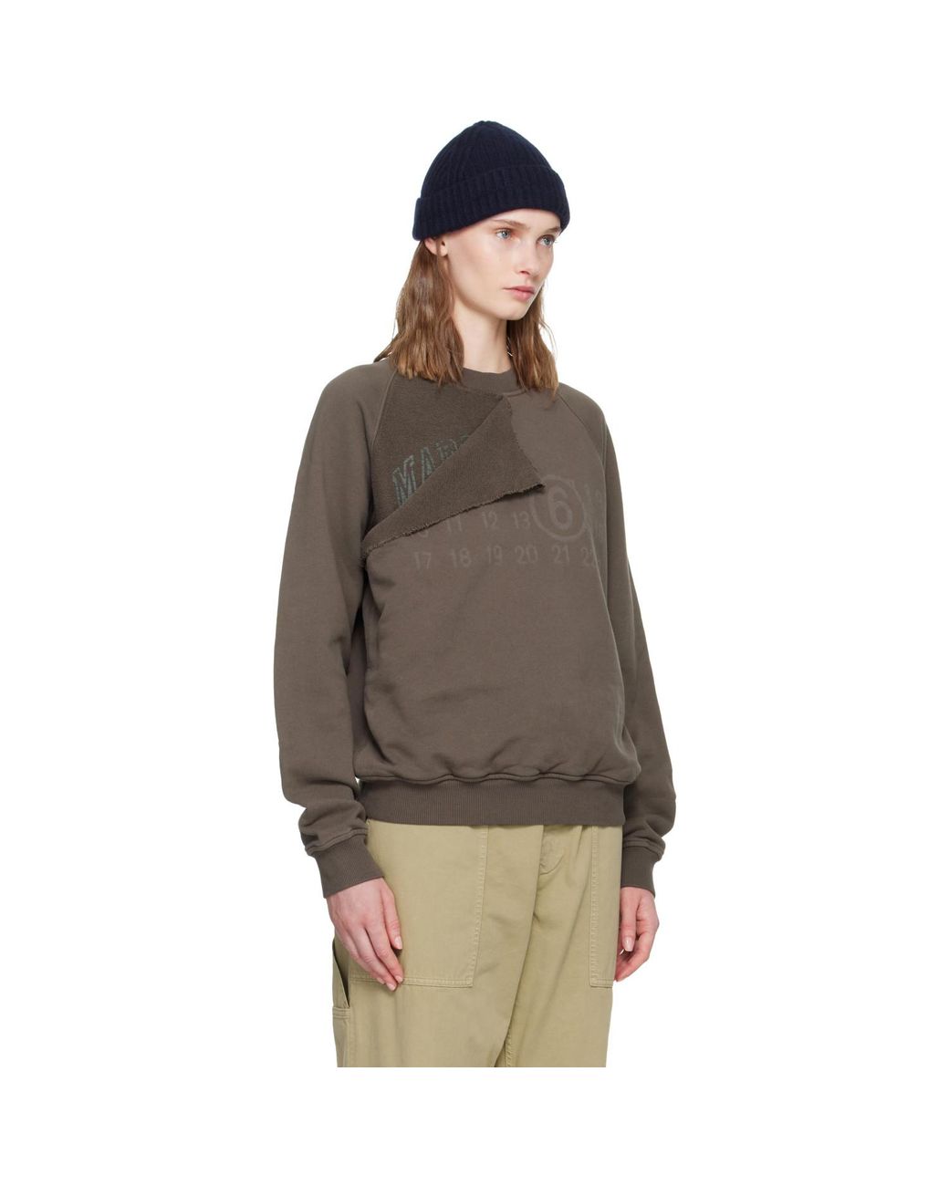 MM6 by Maison Margiela Brown Double Layer Sweatshirt