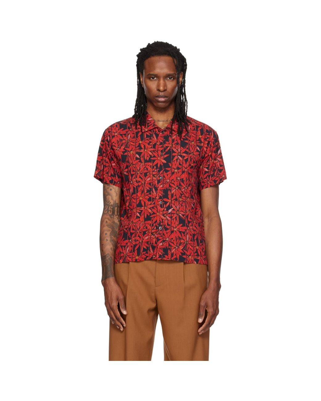 Magliano Red 'Behind Bars Flowers' Shirt for men