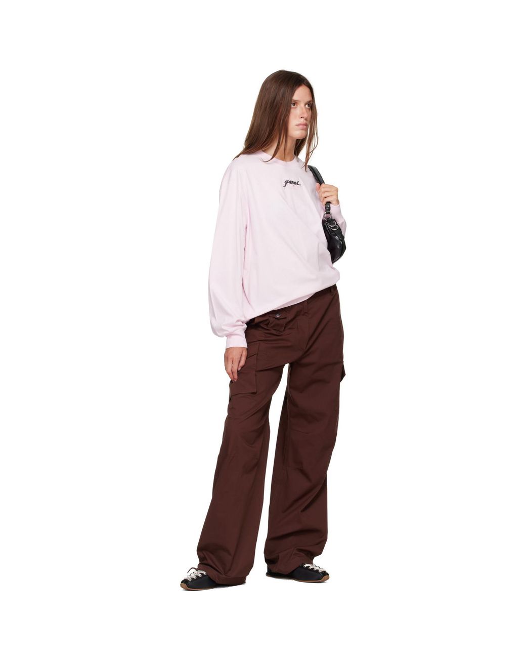 Ganni White Qixi Print Longsleeve Future Jersey T-Shirt