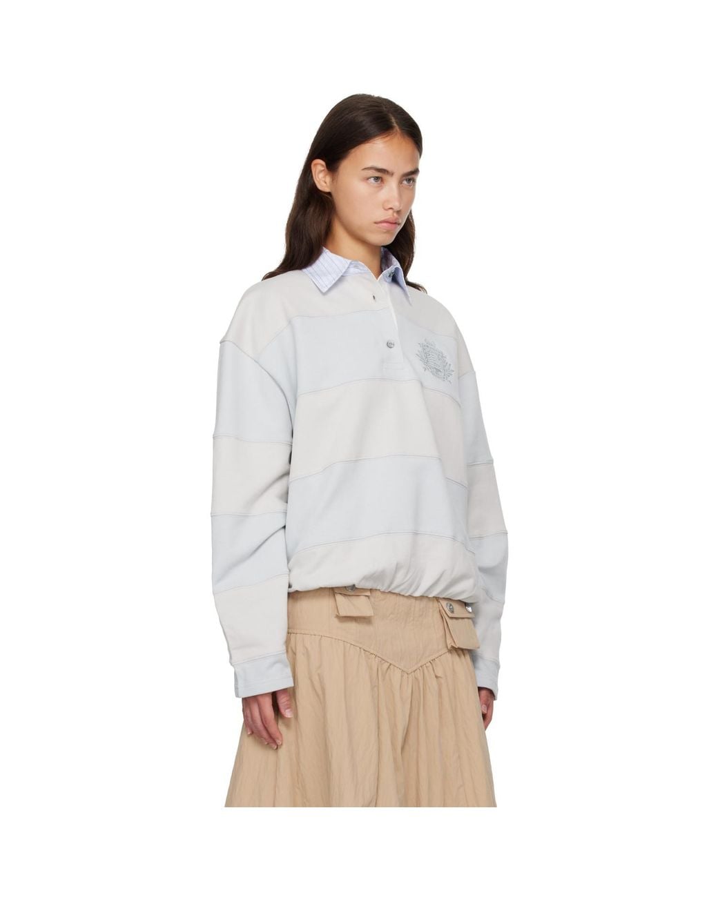 Acne Gray Striped Polo