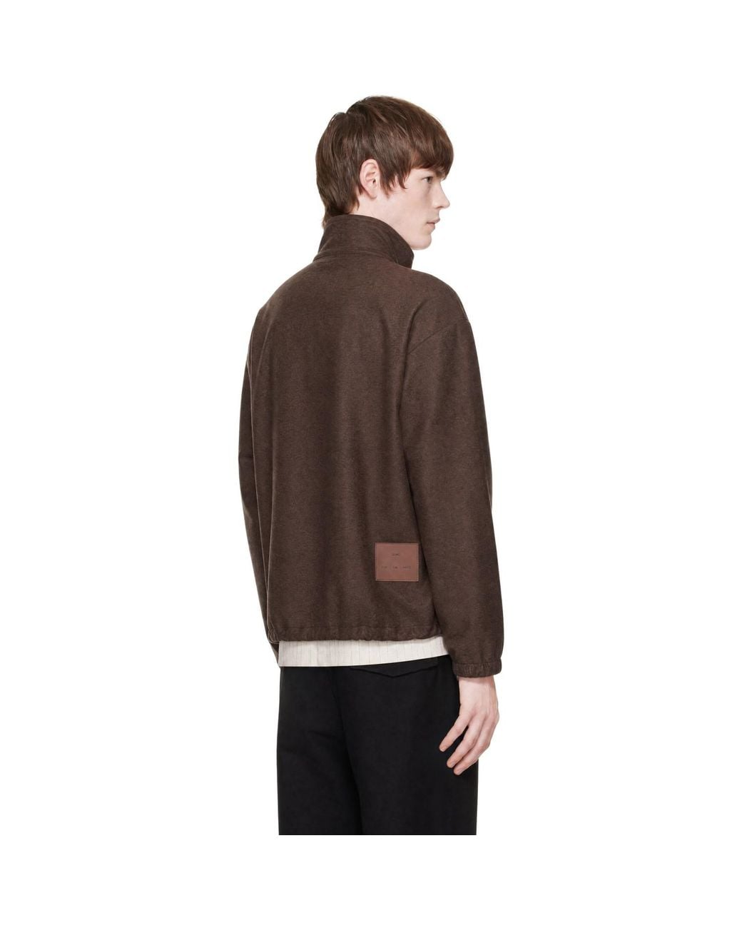 Song For The Mute Black Brushed Wool Long Zip Pullover Sweatshirt for men