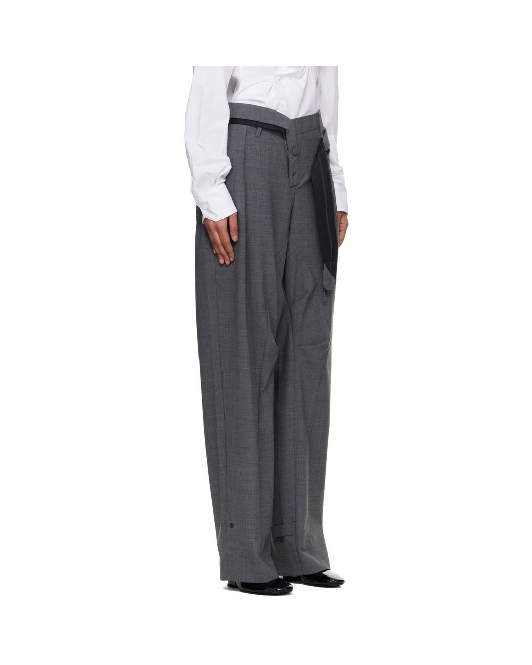 OTTOLINGER Black Strapped Baggy Suit Trousers