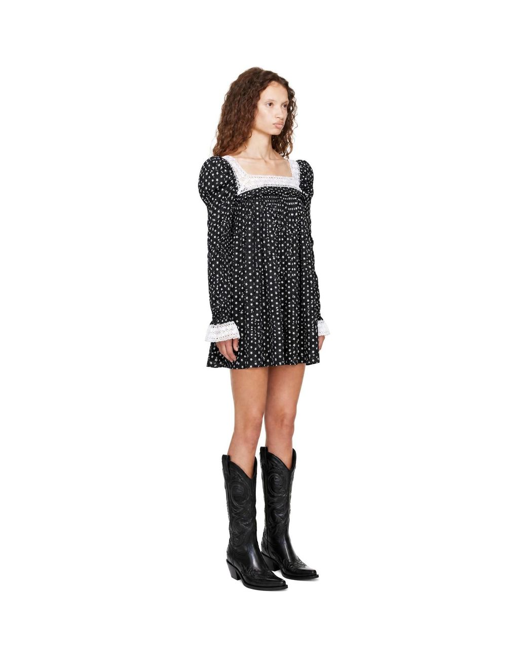 LAURA ANDRASCHKO Black Vampire Boho Minidress